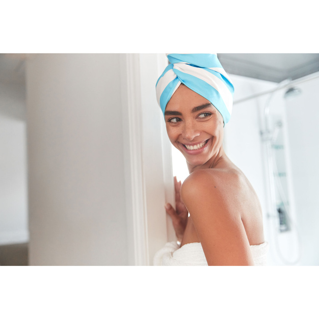 Turban do włosów Dock & Bay Tulum Blue szybkoschnący ręcznik z mikrofibry