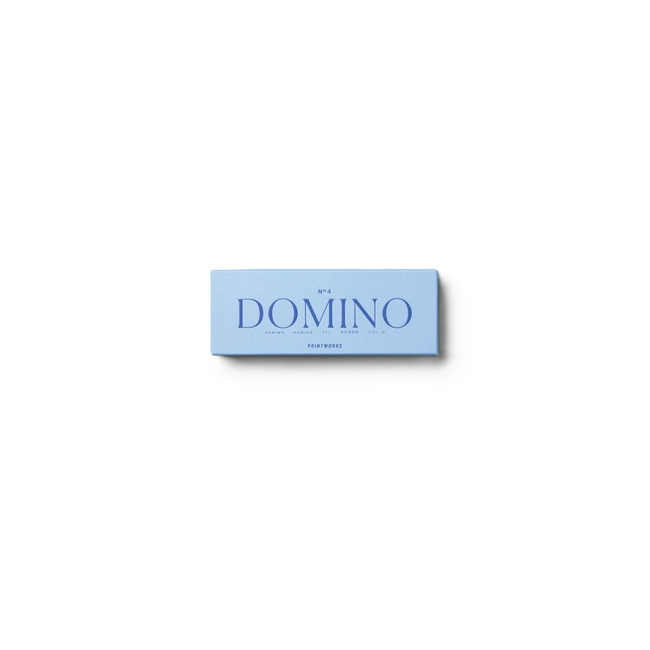 Domino Printworks, jasnoniebieskie, drewniane kostki w pudełku