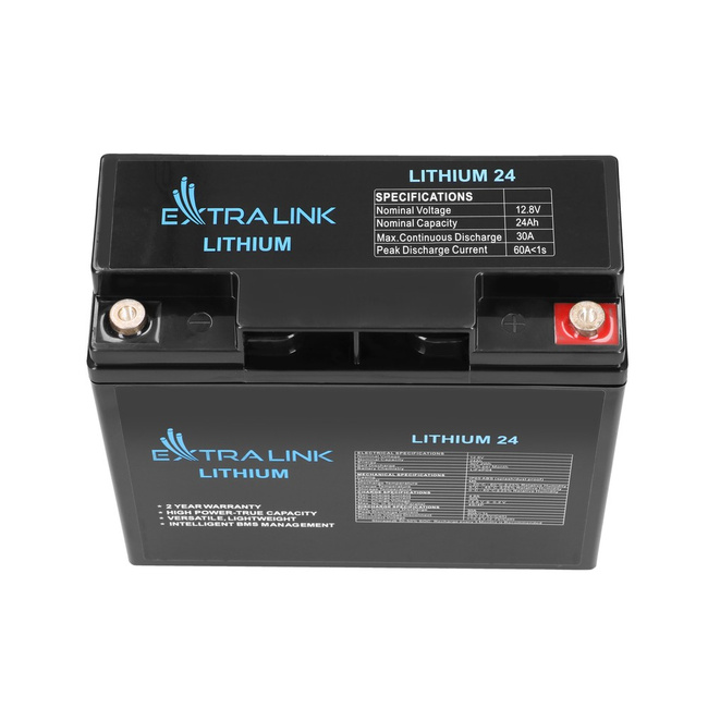 EXTRALINK Akumulator LiFePO4 12.8V 24Ah BMS Litowo-żelazowo-fosforanowy 12.8 V 24 Ah