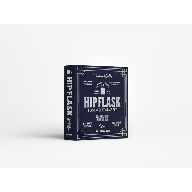 Zestaw z piersiówką Printworks The Essentials, 2 kieliszki i lejek w pudełku