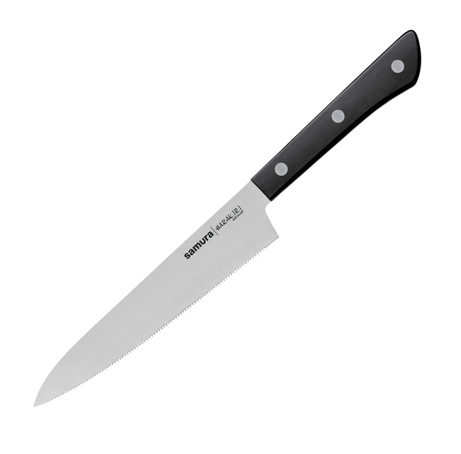 Nóż uniwersalny ząbkowany Samura Harakiri SHR-0024B, ostrze 15 cm, czarny