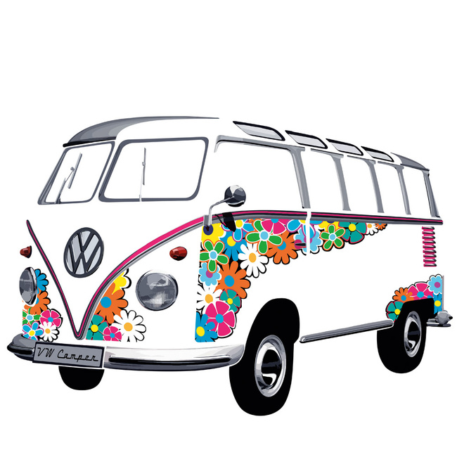 Vw Naklejka Ścienna Bus Flower Power