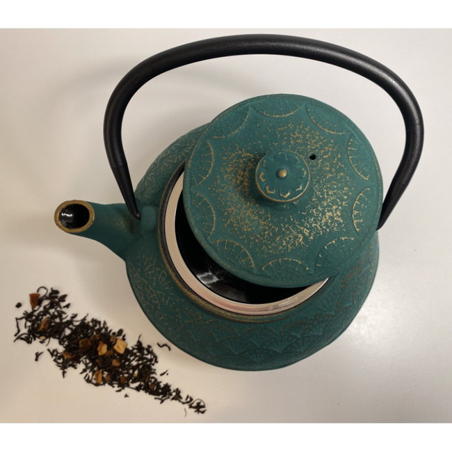 Dzbanek do herbaty żeliwny 0,8l Wave zielono-złoty - Zest for Life