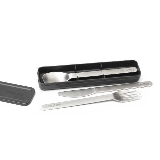 Zestaw sztućców Brabantia Make & Take w etui, 3 elementy, Dark Grey