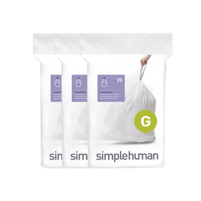 Worki na śmieci Simplehuman Custom Fit kod G, 30 l, 60 szt., białe
