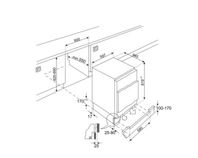UNIVERSAL Zamrażarka do zabudowy 82 cm 95 l 3 szuflady E prawy zawias fast freeze