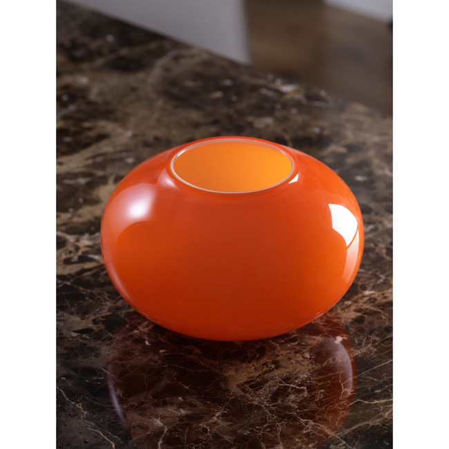 Wazon z dmuchanego szkła 18 cm pomarańczowo-biały Ivv