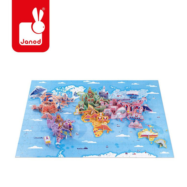 Puzzle Edukacyjne z Figurkami 3D Cuda Świata 350 Elementów 7+ - Janod