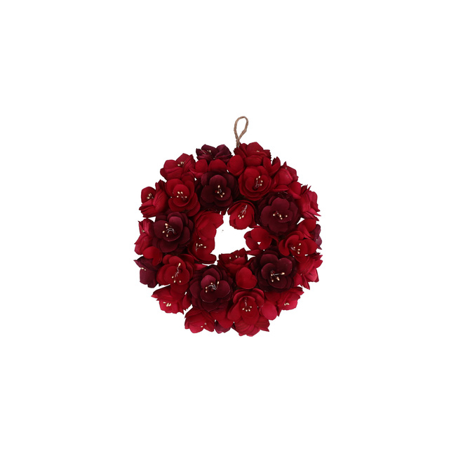Wieńce świąteczne Rituali Domestici Rosesurose, czerwone ze złotem, kwiatowe, 2 szt., 30 cm