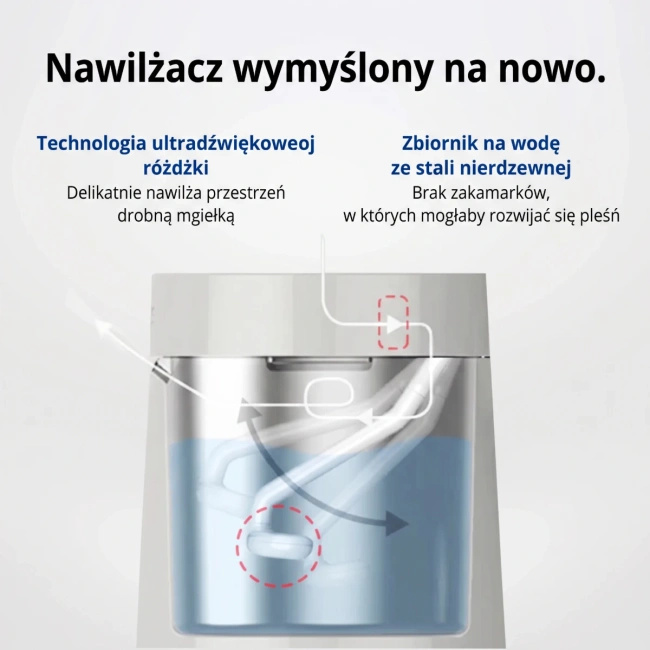 Carepod One nawilżacz powietrza ze stali nierdzewnej, do 46 m²