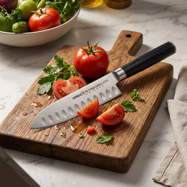 Samura MO-V Nóż Kuchenny Małe Santoku Ostrze 13.8cm