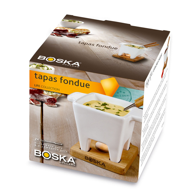 Zestaw Tapas Fondue biały, poj. 200ml, dąb - Boska