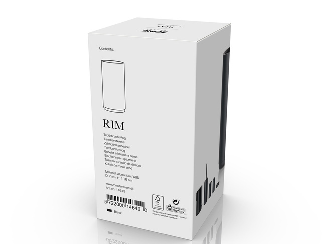 Kubek na szczoteczki Zone Denmark Rim Black, aluminium malowane proszkowo