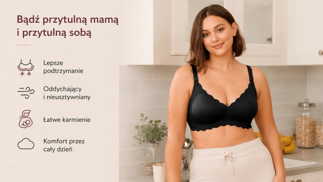 Biustonosz do karmienia Momcozy YN46 bezszwowy, rozmiar 3XL, czarny w kwiaty