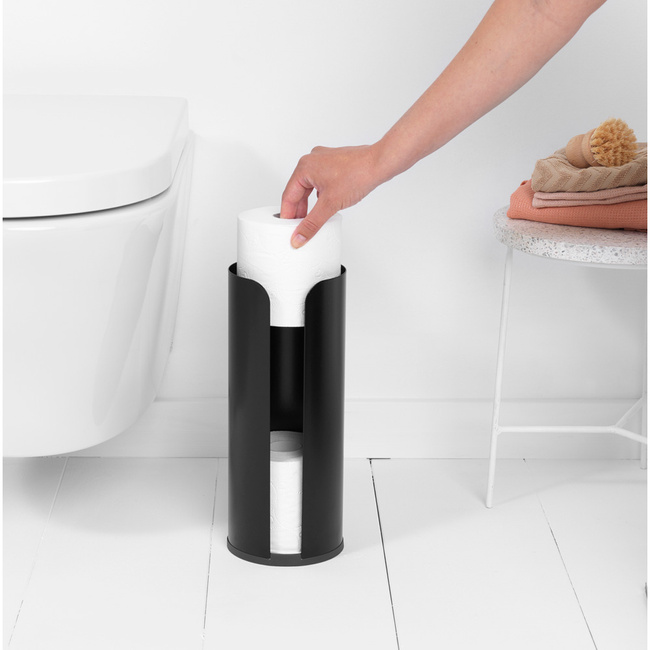 Zasobnik na papier toaletowy Renew Czarny Mat - Brabantia