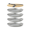 Zestaw 4 talerzy stalowych Black+Blum Outdoor z deską bambusową, 6 elementów