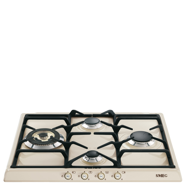Smeg - Płyta Gazowa, 60 Cm, Cortina, Kremowa Cortina Sr764po Kremowy (Pokrętła Z Mosiądzu).