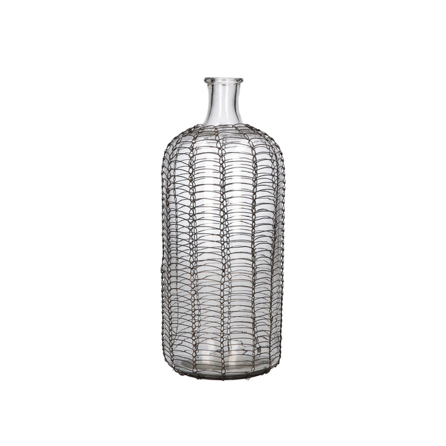Wazon szklany z metalowym oplotem Rituali Domestici Sgabbiami M, 13 x 32 cm