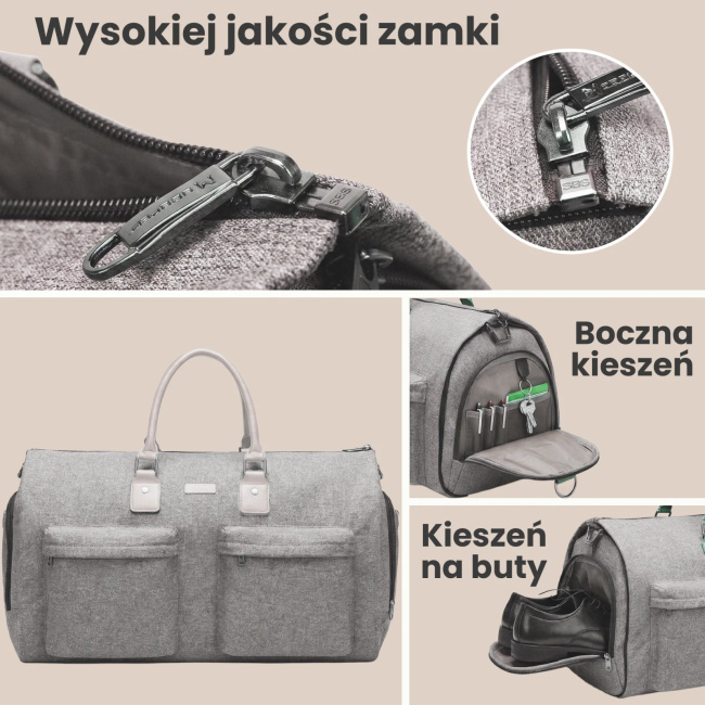 Extralink Black Forest KM05 | Torba Podróżna | 51x20x33 cm, rozkładana + kosmetyczka