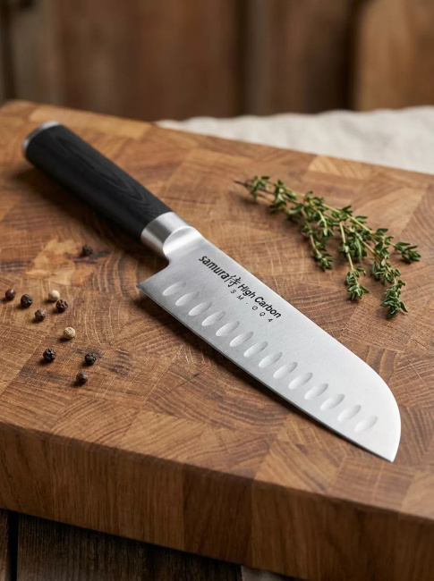 Samura MO-V Nóż Santoku Hollow Ground Ostrze 18 cm