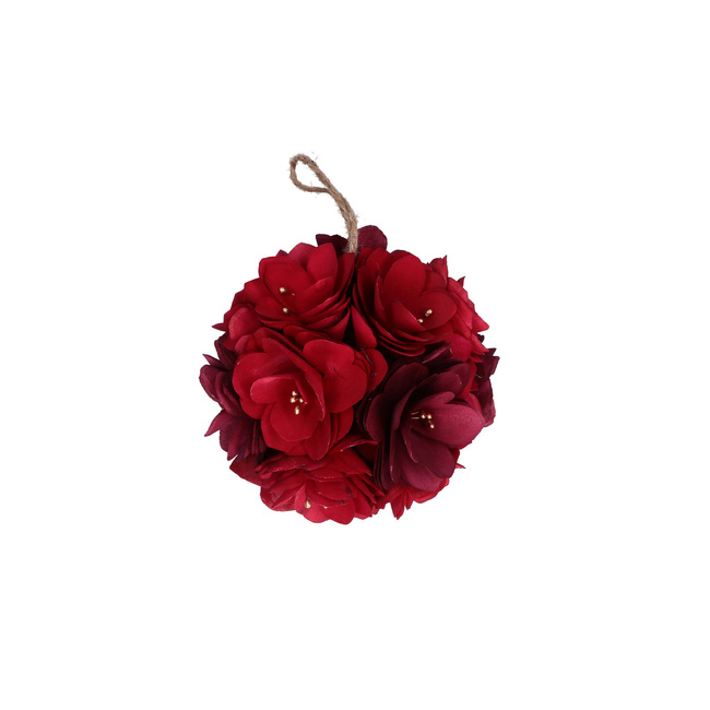 Kule świąteczne Rituali Domestici Rosesurose, czerwone z kwiatami, zestaw 4 szt., 18 cm