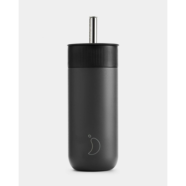 Termiczny Kubek 2w1 Ze Słomką | 500ml | Czarny - Chilly's Bottles