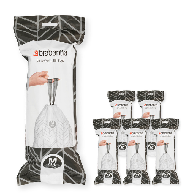 Worki na śmieci Perfectfit M 60l 120 szt 6x20 z taśmą Brabantia