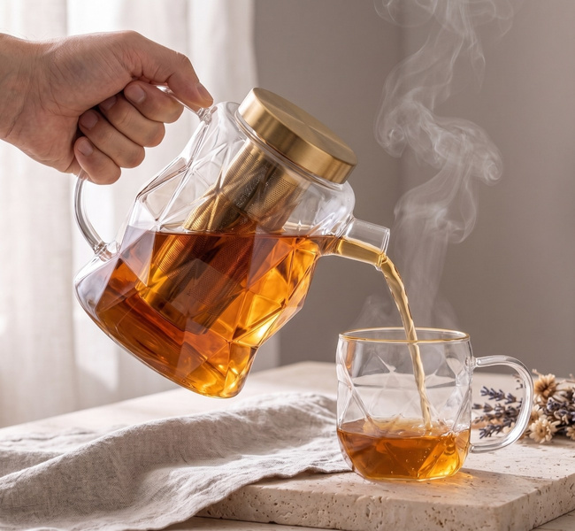 Zaparzacze do herbaty 1300 ml złote Geo Gold - Vialli Design