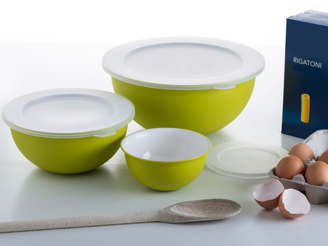 Zestaw 3 Pomarańczowych Misek Z Przykrywkami