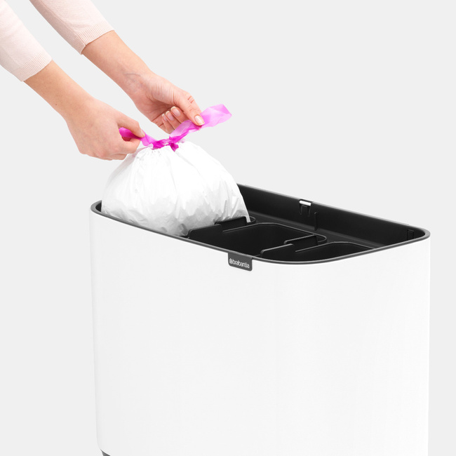 Kosz do segregacji Brabantia Bo Touch Bin 3 x 11 l, biały, trzykomorowy