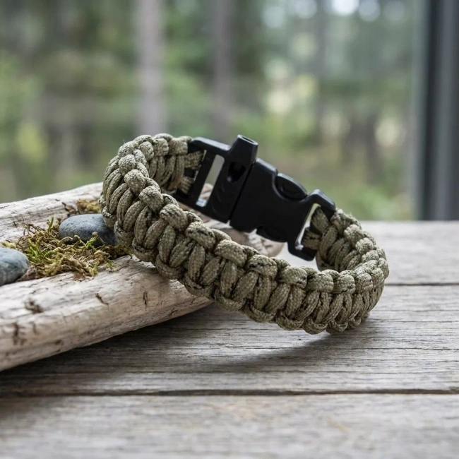 Bransoletka Survivalowa Paracord z Gwizdkiem Desert Camo 22 cm