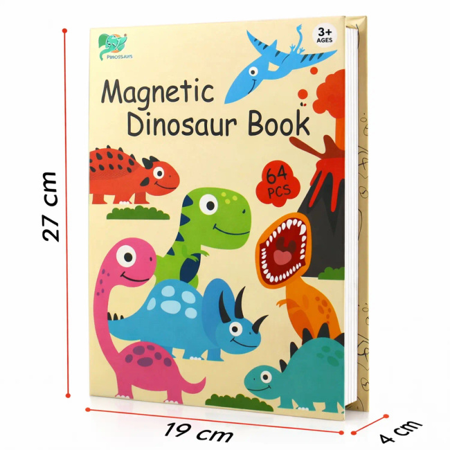 EXTRALINK Kids Układanka Magnetyczna 64 el Dinozaury Książka Puzzle dla Dzieci