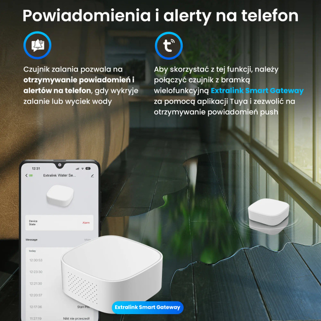 Extralink Smart Life Water Sensor | Czujnik zalania | czujnik poziomu wody, Smart Home, Tuya