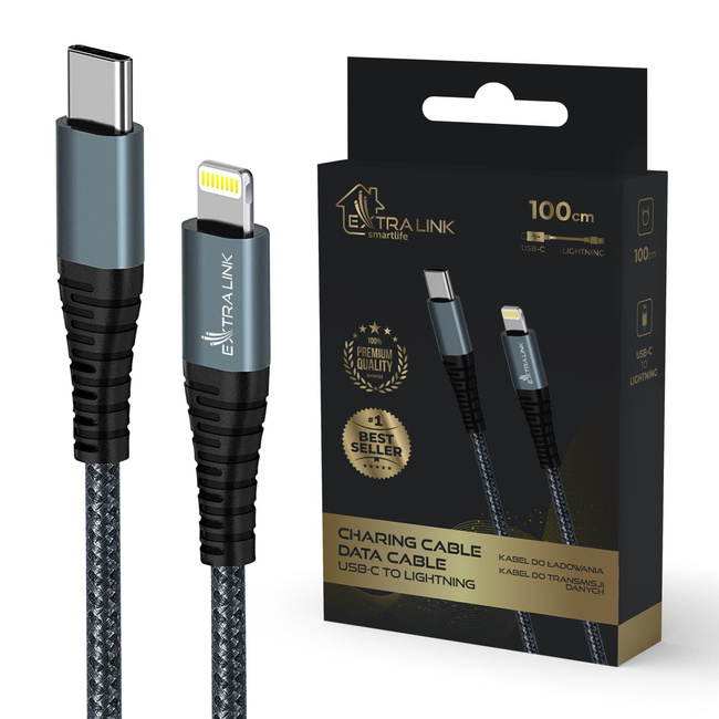 Extralink Smart Life USB Type-C To Lightning Czarny | Kabel USB-C - Lightning | 100cm