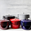 Zestaw 3 naczyń żeliwnych z pokrywką - 24 cm, Niebieski - Staub