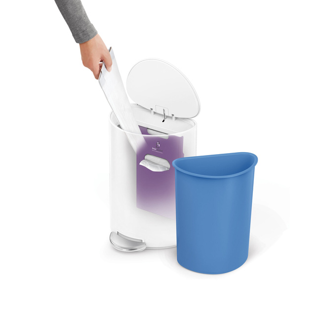 Kosz pedałowy Simplehuman CW2108, 6 l, półokrągły, biała stal