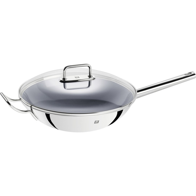 Wok ZWILLING Plus 32 cm z ceramiczną powłoką CERAFORCE Ultra i szklaną pokrywą