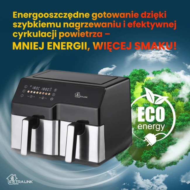 Extralink Home Air Fryer SJ-1000 10L EU | Frytkownica | (6L+4L) 2500W