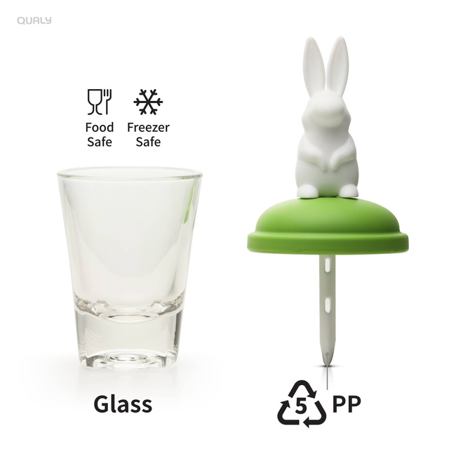 Pojemnik do lodów na patyku Qualy Bunny, biało-zielony króliczek