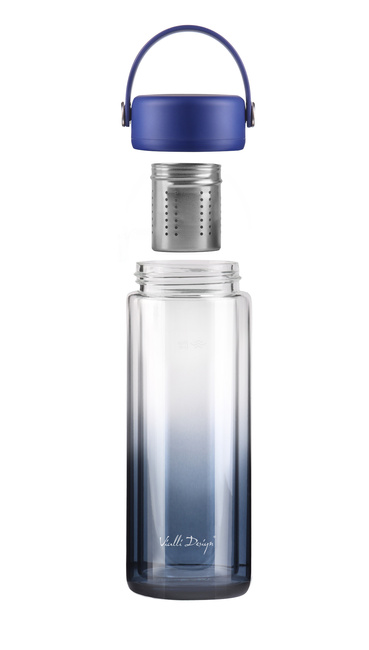 Butelki z podwójną ścianką i zaparzaczem Fuori 350 ml granatowa - Vialli Design