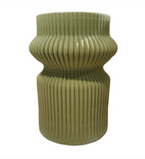 Wazon ceramiczny Rituali Domestici Lino, zielony, matowy, struktura lnu, 28,5 x 21 cm