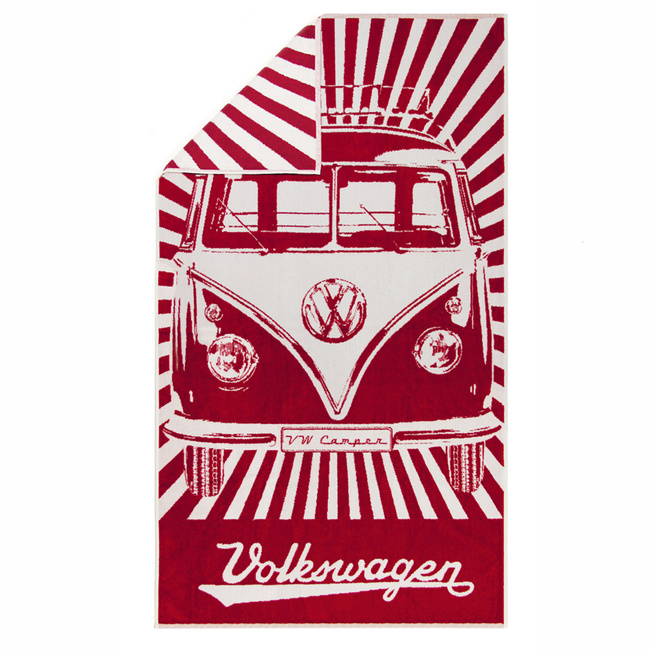 Vw Ręcznik plażowy, bawełniany, Bus Stripes/Red