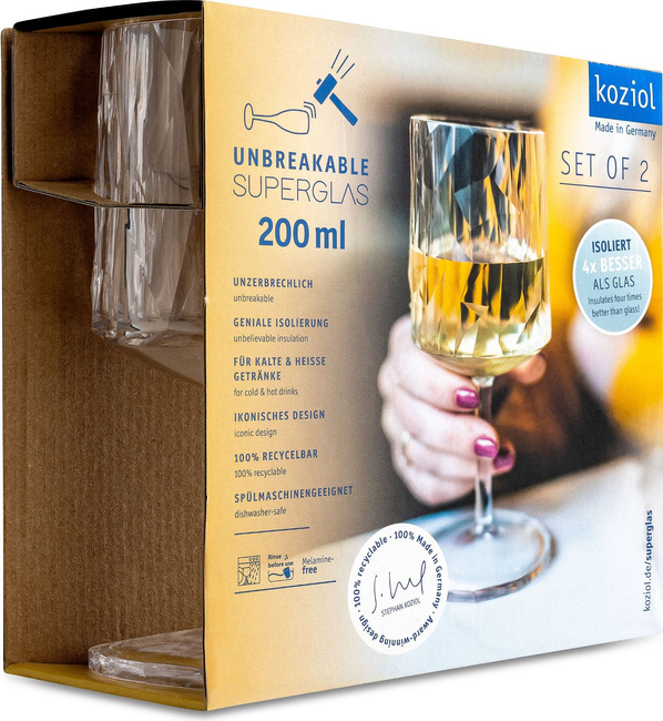 Kieliszki do wina Koziol Club No. 9 z tworzywa Superglas, 200 ml, 2 szt.