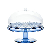 Patera na ciasto z kloszem Guzzini Vanity 30 cm, niebieski denim