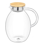 Dzbanek szklany do napojów 2,4 l Oval pokrywa bambusowa - Wilmax