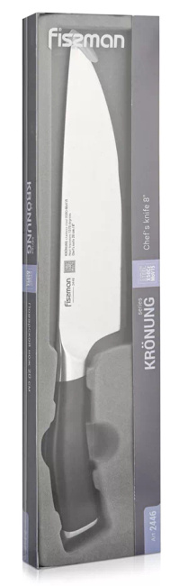 Nóż szefa kuchni Fissman Kronung 20 cm, stal X50CrMoV15, czarna rękojeść