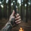 Nóż składany Womsi Wolf, stal S90V/420, rękojeść G10 brązowo-czarna, z klipsem