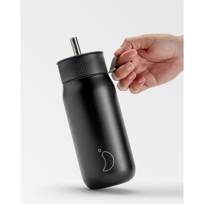 Termiczny kubek 2w1 ze słomką | 750ml | Czarny series 2 - Chillys bottles