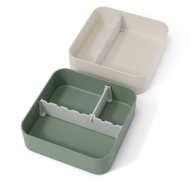 Lunchbox Monbento Flex 1 l ze sztućcami, 2 pojemniki po 500 ml, zielony