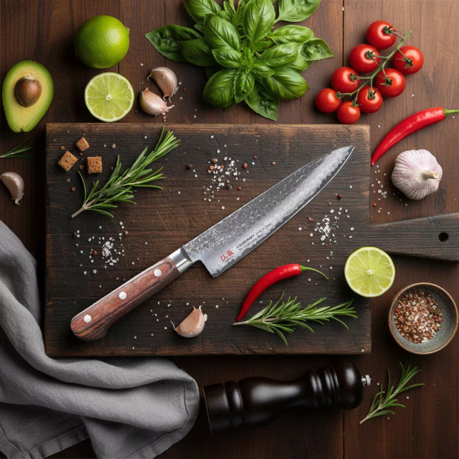 Nóż Suncraft SENZO UNIVERSAL Gyuto 180 mm ze Stali Damasceńskiej VG-10